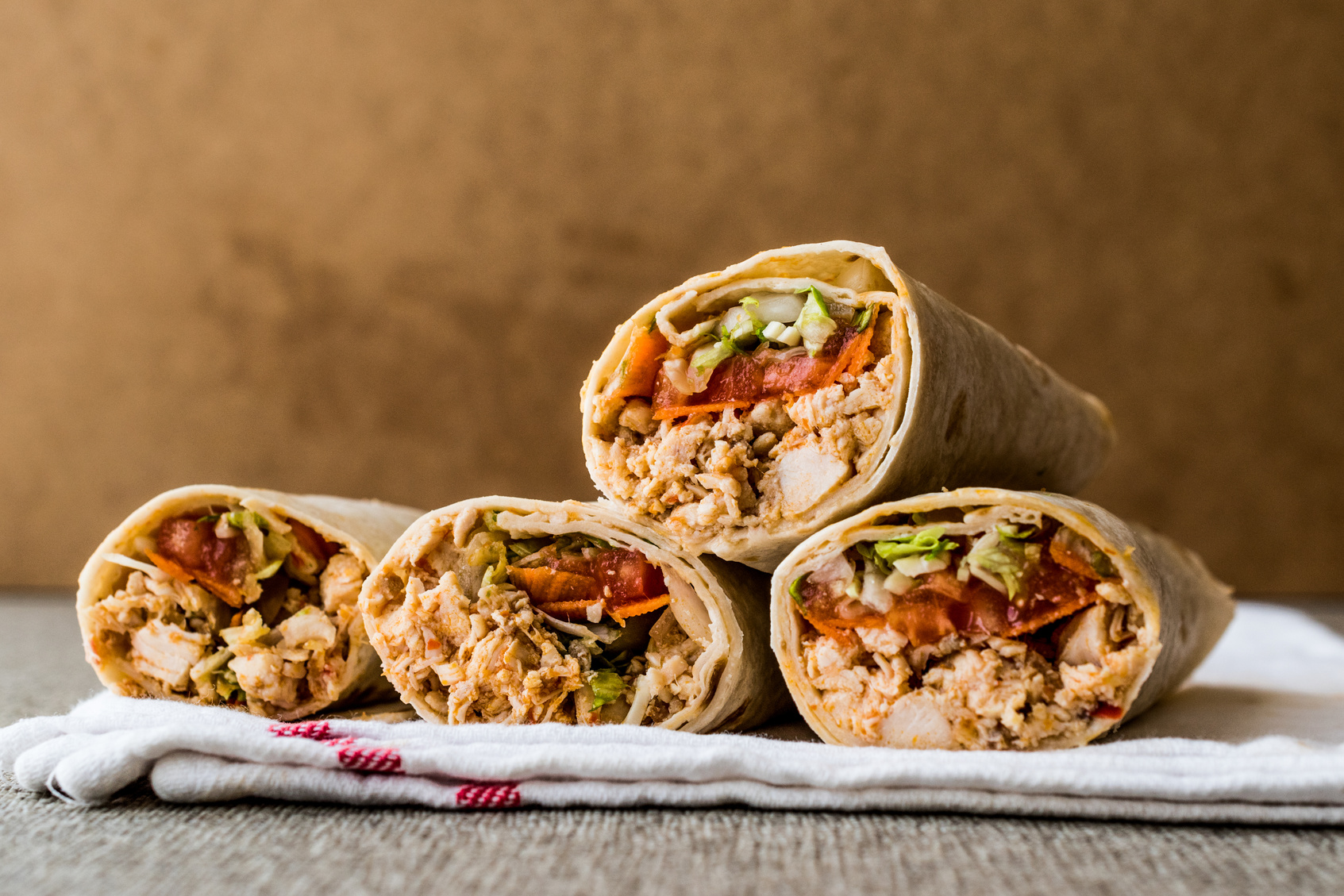 Chicken shawarma durum doner kebab copy space.